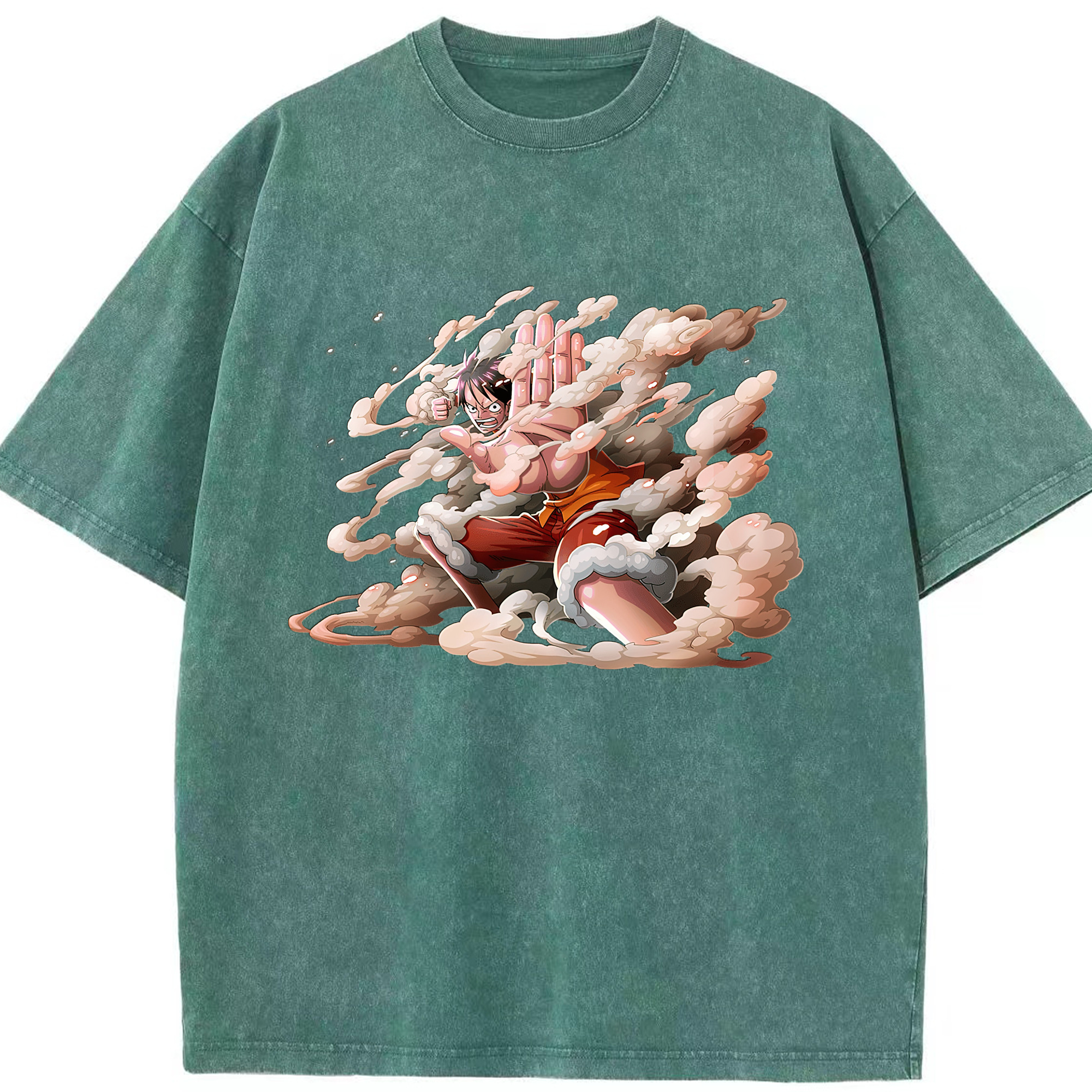 （画像用） ワンピース モンキー・D・ルフィ ONE PIECE Monkey D. Luffy 綿100% ヴィンテージ風 半袖Tシャツ（フロントプリント）